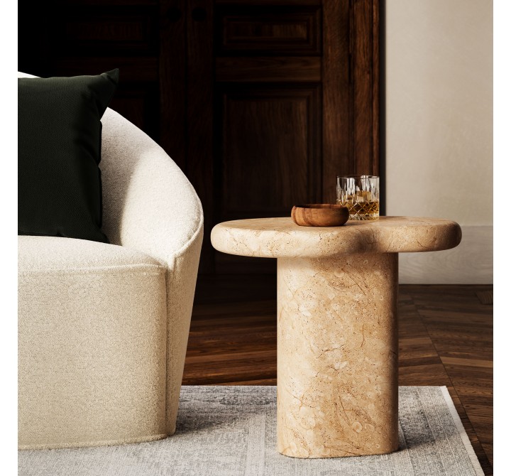 Modway Elowen Indoor - Outdoor Patio Textured Faux Travertine Side Table Room View