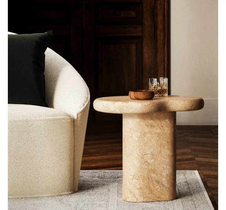Modway Elowen Indoor - Outdoor Patio Textured Faux Travertine Side Table Room View