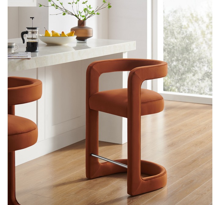 Modway Winslow Performance Velvet Counter Stool Rust