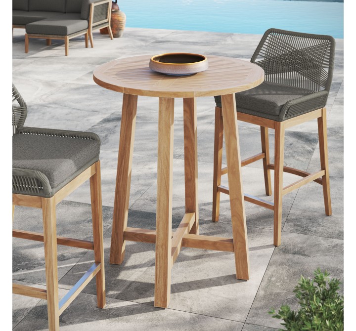 Modway Wellspring 36" Outdoor Patio Teak Wood Bar Table
