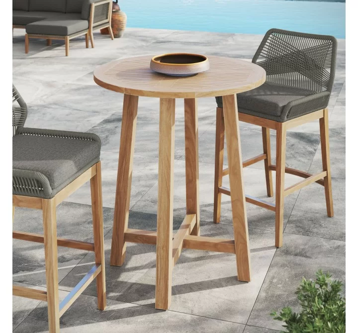 Modway Wellspring 36" Outdoor Patio Teak Wood Bar Table