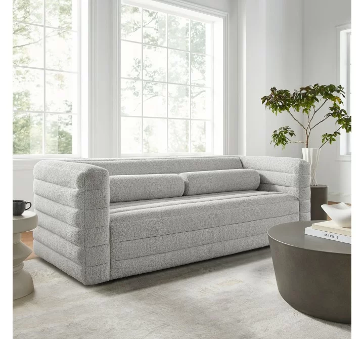 Modway Relle Channel Tufted Boucle Upholstered Sofa 