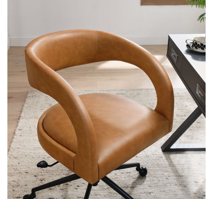 Modway Pinnacle Vegan Leather Office Chair Brown Top
