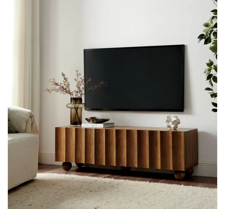 Modway Sorren Scalloped 54" Wood TV Stand Walnut