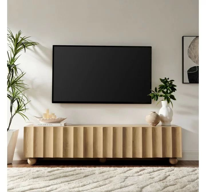 Modway Sorren Scalloped 71" Wood TV Stand Natural 