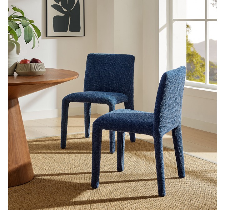 Modway Rhodes Fabric Upholstered Dining Chair Side Blue Set