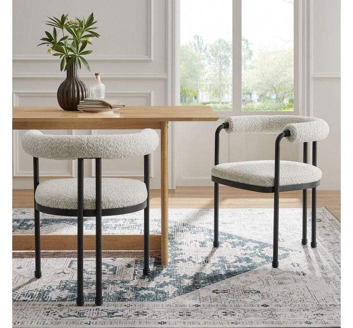 Modway Turin Curved Back Boucle and Metal Dining Accent Chair