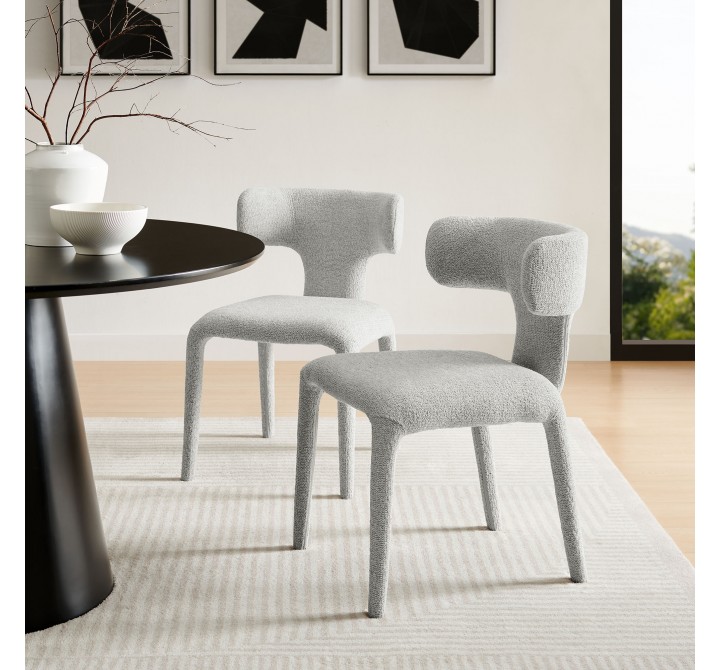 Modway Stellan Curved Back Boucle Upholstered Dining Chair Gray Set