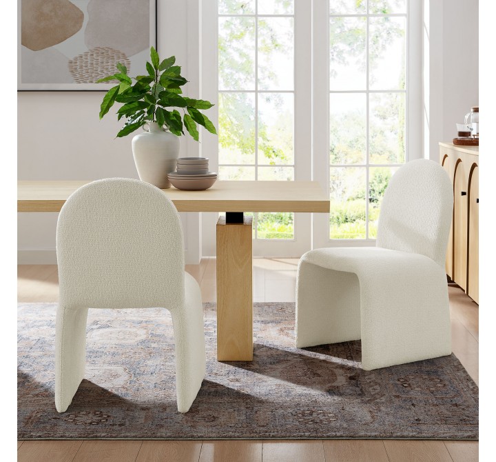 Modway Junia Boucle Upholstered Arch Armless Dining Chair 2