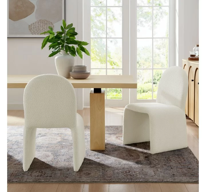 Modway Junia Boucle Upholstered Arch Armless Dining Chair 2