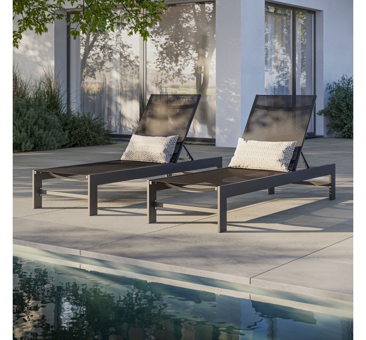 Modway Tahoe Outdoor Patio Mesh and Aluminum Chaise Lounge