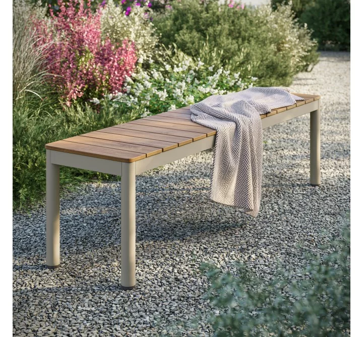 Modway Finn Outdoor Patio Aluminum Bench with Faux Wood Top