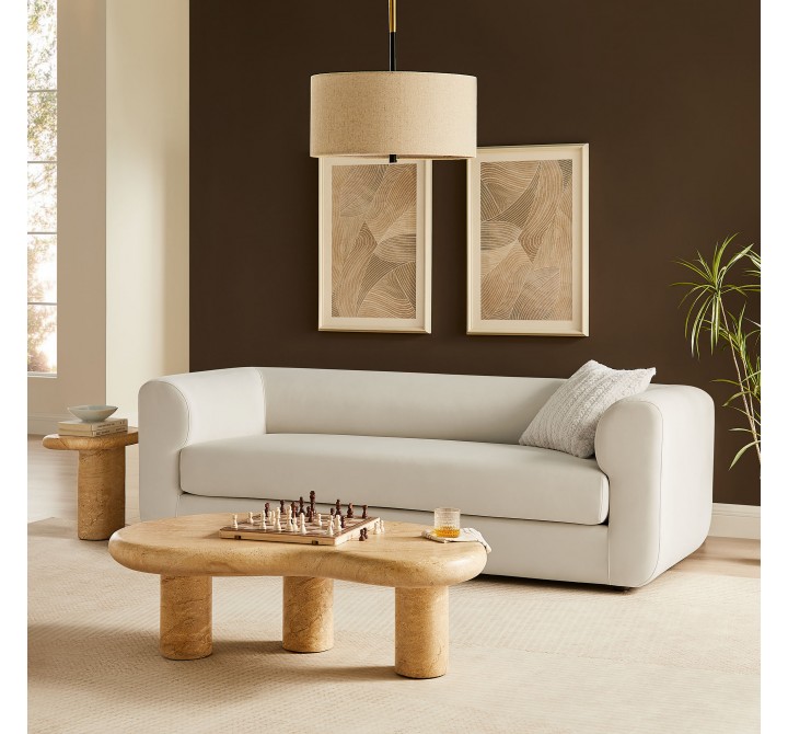 Modway Leif 89" Performance Velvet Upholstered Sofa White
