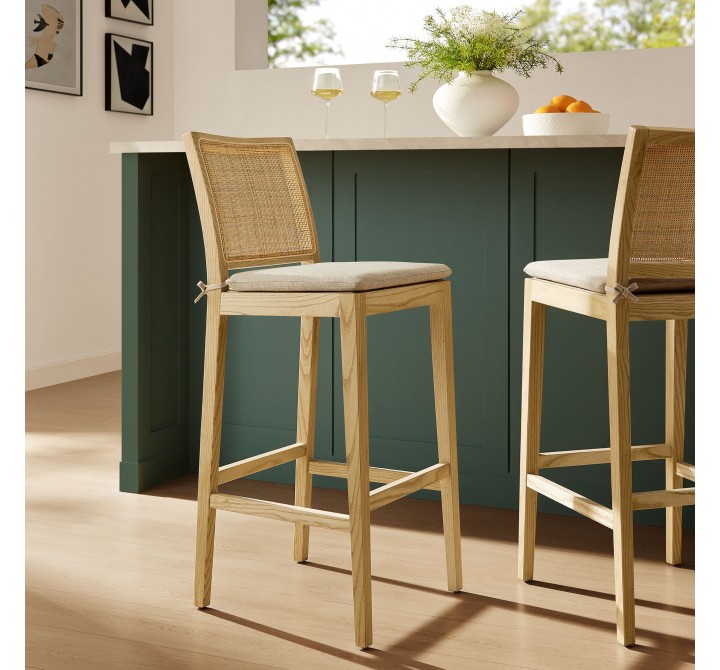 Modway Ovard Wood and Rattan Bar Stool