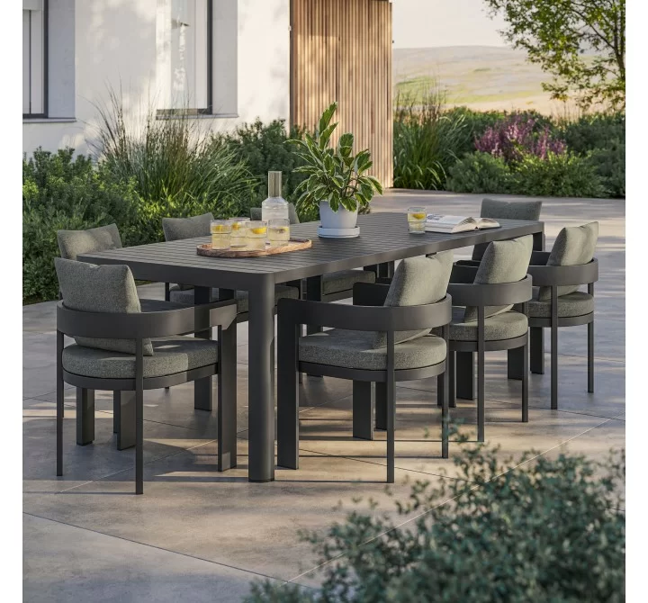 Modway Tahoe 9-Piece Outdoor Patio Aluminum Dining Set With Extendable Table 4