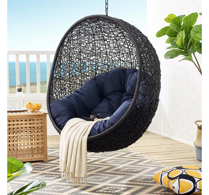 Modway Encase Swing Outdoor Patio Lounge Chair - Navy - Lifestyle