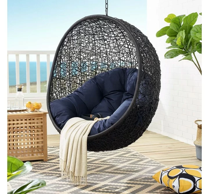 Modway Encase Swing Outdoor Patio Lounge Chair - Navy - Lifestyle