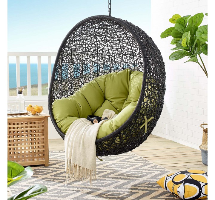 Modway Encase Swing Outdoor Patio Lounge Chair in Peridot - Lifestyle