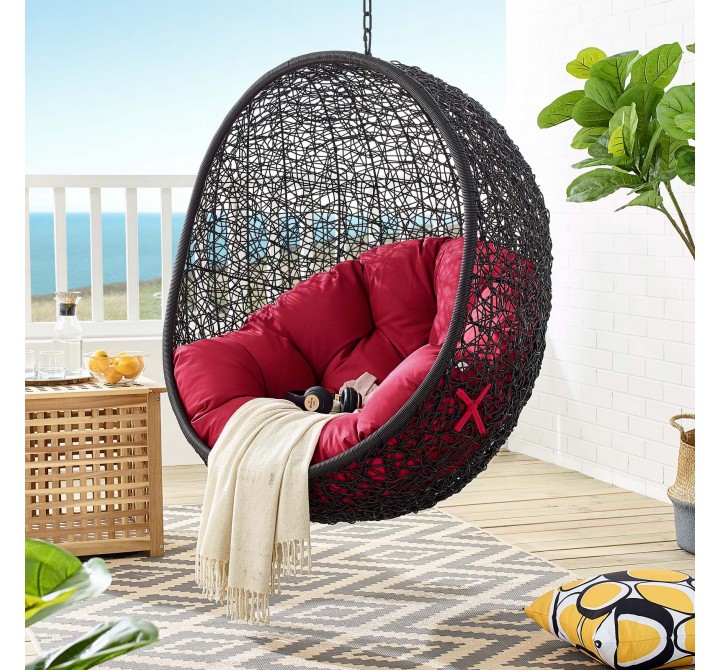 Modway Encase Swing Outdoor Patio Lounge Chair - Red - Lifestyle