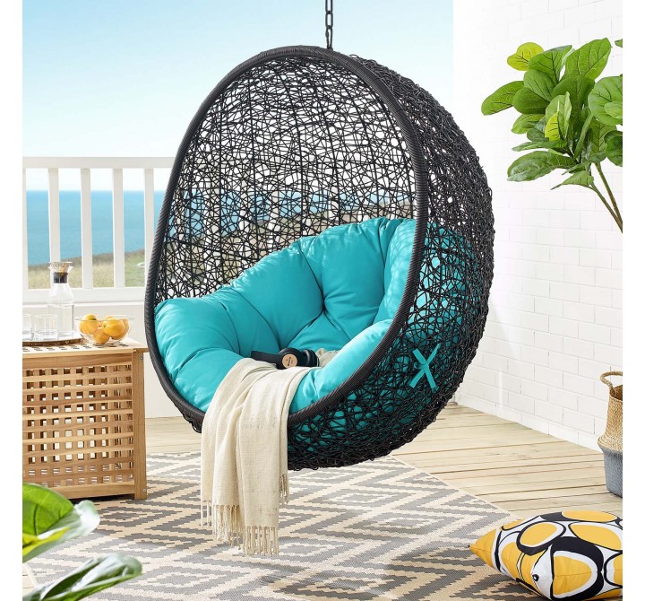 Modway Encase Swing Outdoor Patio Lounge Chair - Turquoise - Lifestyle