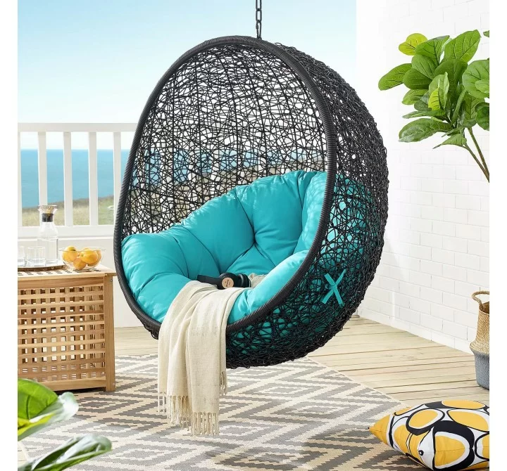 Modway Encase Swing Outdoor Patio Lounge Chair - Turquoise - Lifestyle