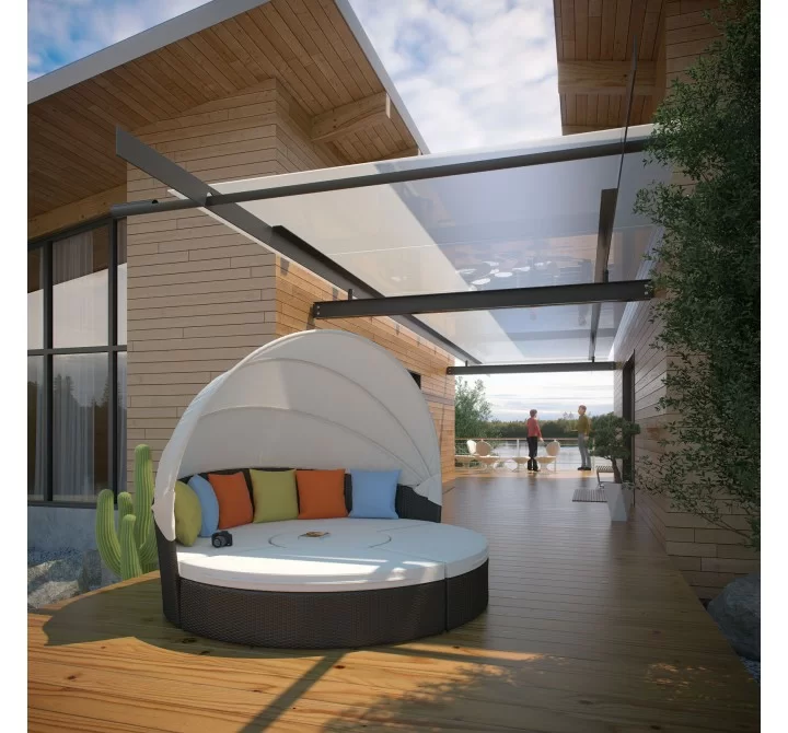 Modway Quest Canopy Outdoor Patio Daybed - Espresso White - Lifestyle