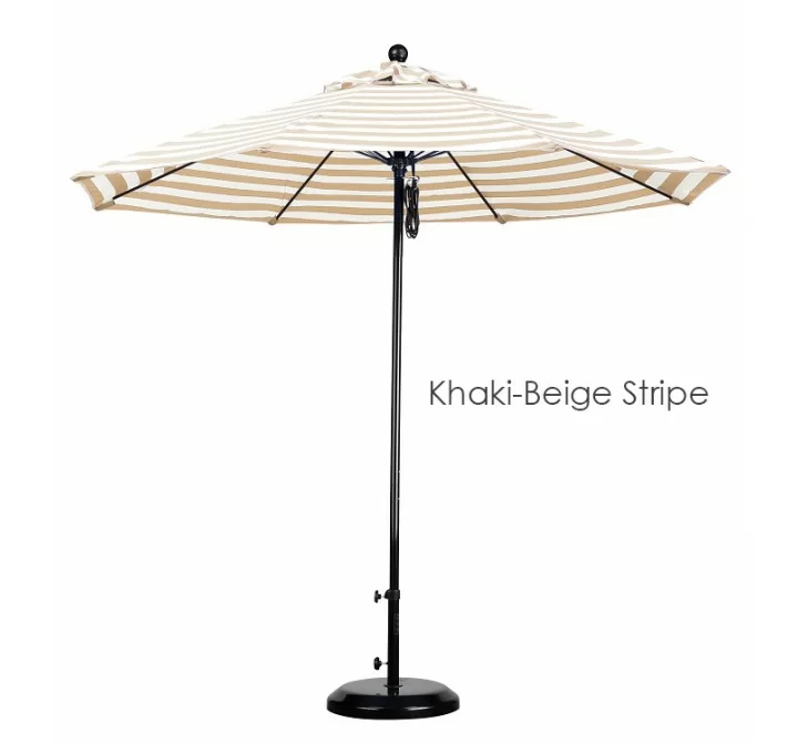 California Umbrella 9' Fiberglass Market Umbrella Pulley Open Black - Olefin