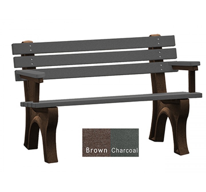 Polly Products Economizer Backed Bench with arms 4'