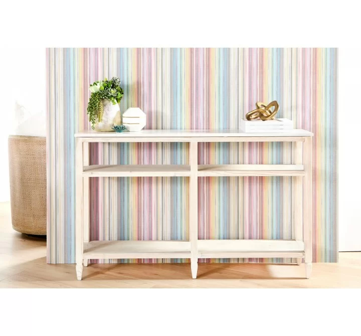 Essentials For Living Emerie Narrow Console Table - White Wash Pine, White Quartz - Lifestyle