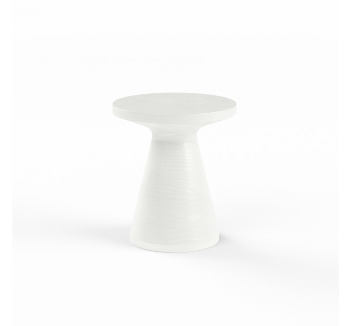 Sunset West GRC Round End Table, Bone - Front Angle