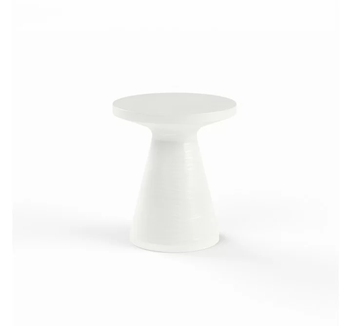 Sunset West GRC Round End Table, Bone - Front Angle