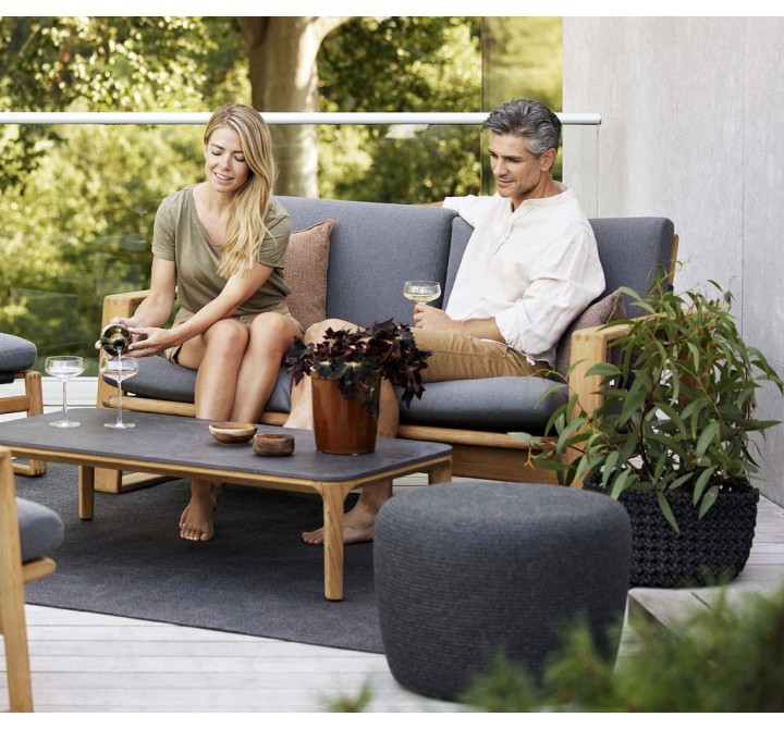 Cane-Line Endless Soft 2-Seater Sofa Incl. Grey Cane-Line Airtouch Cushion Set 