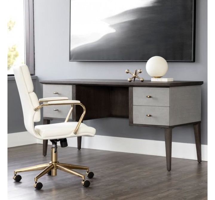Sunpan Pattinson Desk Dark Brown-Grey Shagreen - Lifestyle