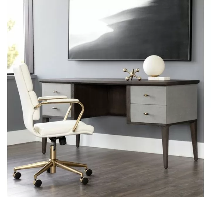Sunpan Pattinson Desk Dark Brown-Grey Shagreen - Lifestyle