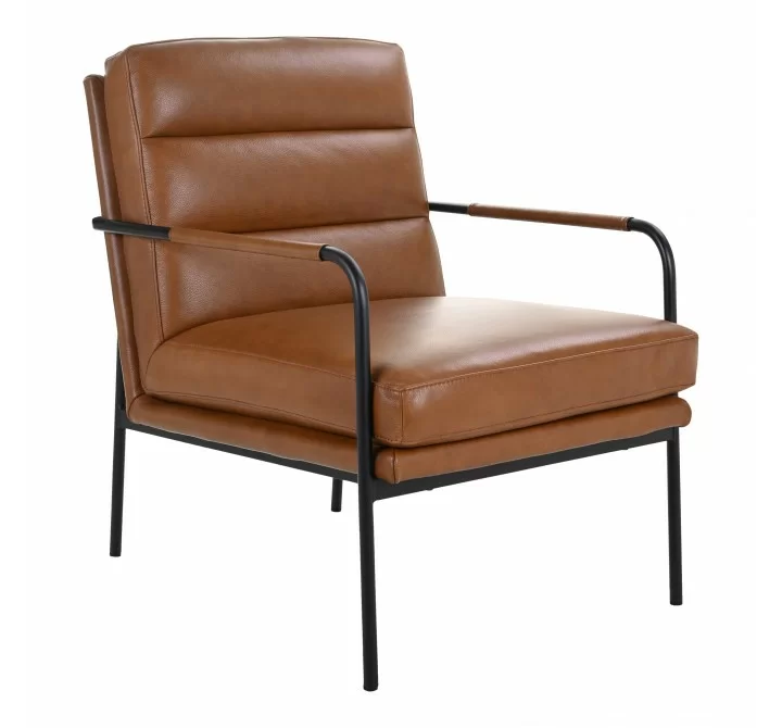 Moe's Home Collection Verlaine Armchair, Chestnut Brown - Front Side Angle
