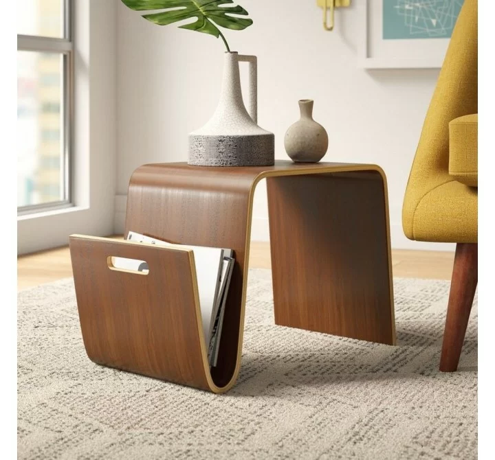 Manhattan Comfort Brookside 25.6 in. Rectangle Plywood and Ash Veneer End Table