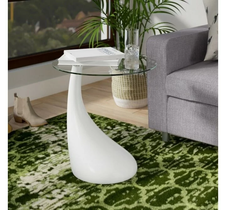 Manhattan Comfort Lava 19.7 in. Glass Top Accent Table