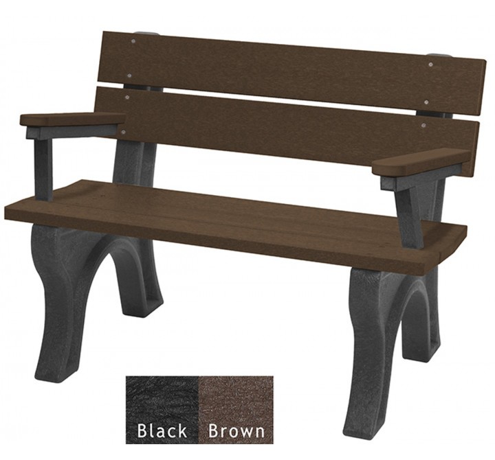 Polly Products Economizer Traditional Backed Bench With Arm