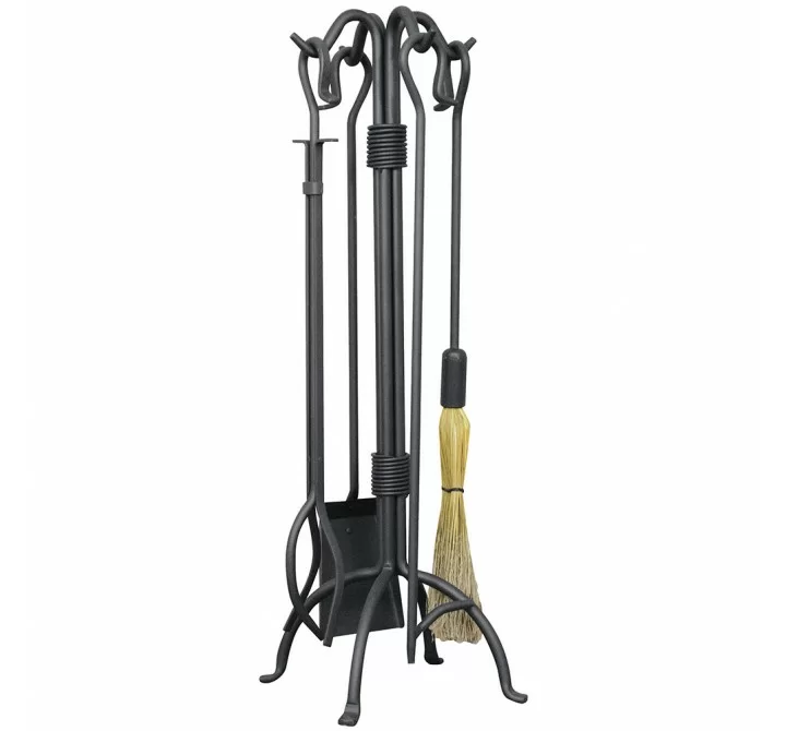 Mr. Bar-B-Q UniFlame® F-1155 5 Piece Olde World Iron Fireset with Crook Handles