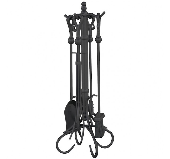 Mr. Bar-B-Q UniFlame® 5 Piece Olde World Iron Fireset with Heavy Crook Handles