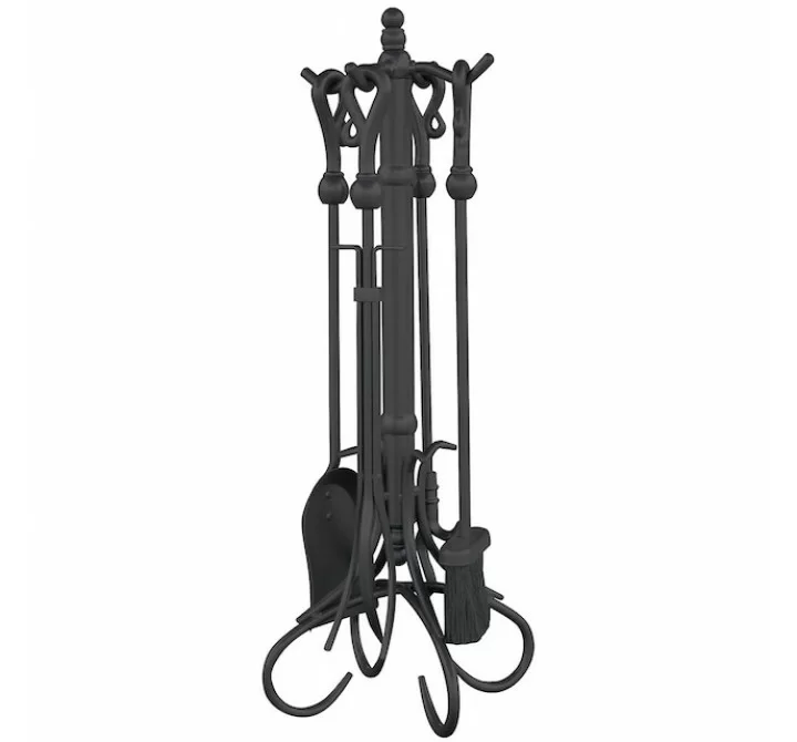 Mr. Bar-B-Q UniFlame® 5 Piece Olde World Iron Fireset with Heavy Crook Handles
