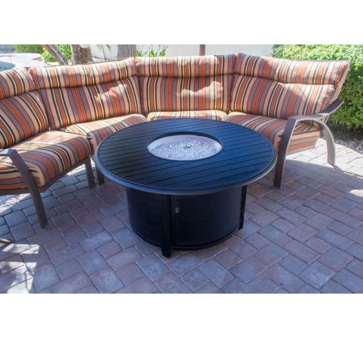 AZ Patio Heaters Outdoor Round Aluminum Propane Fire Pit in Black - Lifestyle