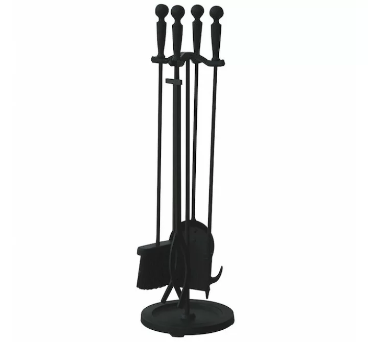 Mr. Bar-B-Q UniFlame® F-1583B 5 Piece Black Finish Fireset with Ball Handles
