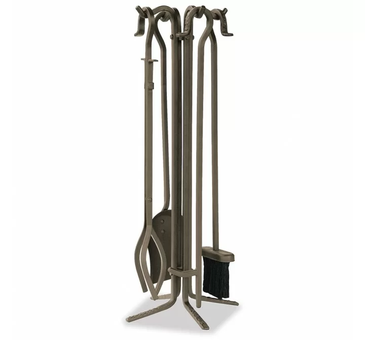 Mr. Bar-B-Q UniFlame® 5 Piece Bronze Finish Fireset with Crook Handles