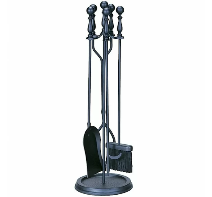Mr. Bar-B-Q UniFlame® 5 Piece Black Finish Fireset with Ball Handles