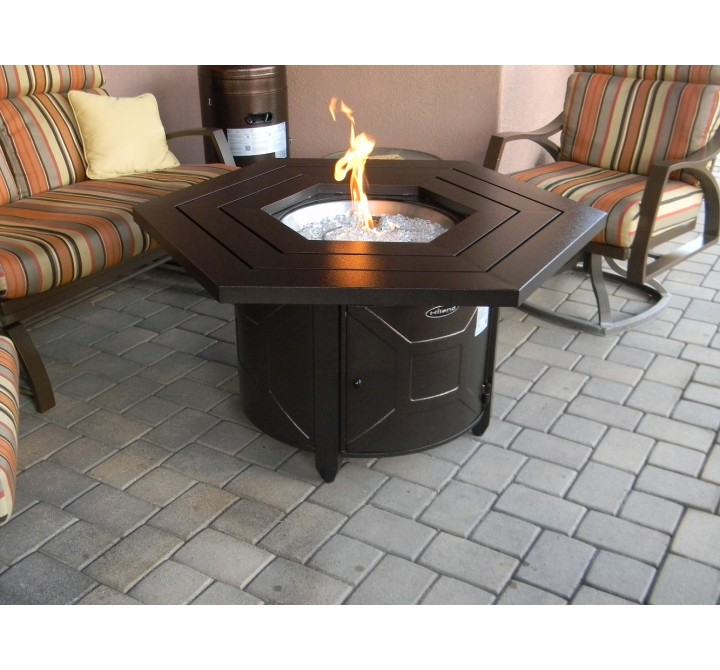 AZ Patio Heaters Hammered Bronze Hexagon Fire Pit - Lifestyle