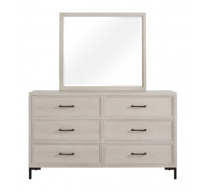 Alpine Furniture Bradley Mirror in Antique White - Front Angle