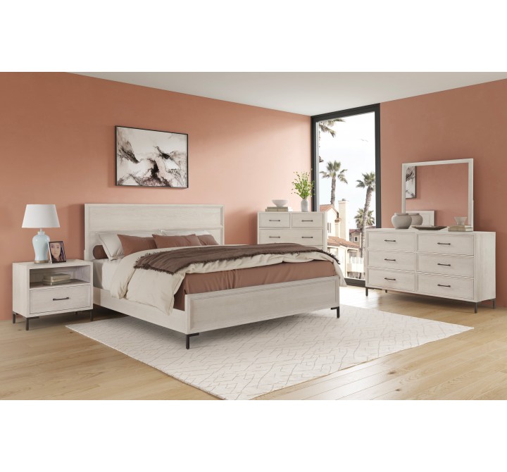 Alpine Furniture Bradley 6 Drawer Dresser in Antique White - Lifestyle