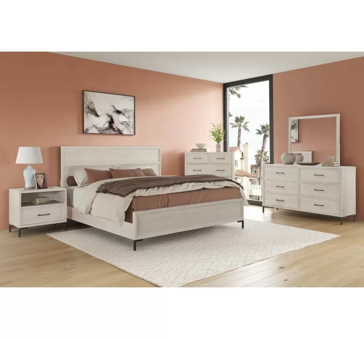 Alpine Furniture Bradley 6 Drawer Dresser in Antique White - Lifestyle