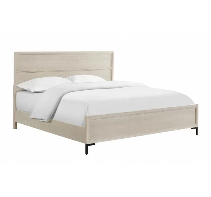 Alpine Furniture Bradley Queen / California / Standard King Panel Bed in Antique White - Front Side View